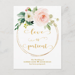 Cartão Postal Dourada Flores Brancas Rosa O Amor É Casamento Pac