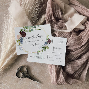 Cartão Postal Dourada Geométrica Horizontal da Borgonha Salvar a