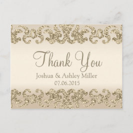 Cartão Postal Dourada Glitter Olhe Obrigado