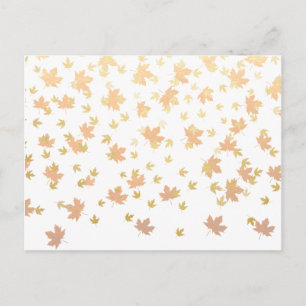Cartão Postal Dourada Leaf Confetti em tela clara