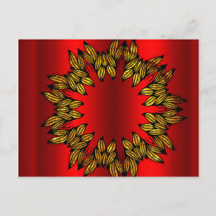 Cartão Postal Dourada Wreath no Natal Vermelho