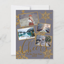 Cartão Postal Dourado aplauso púrpura para o ano novo Foto com f