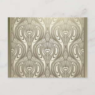 Cartão Postal Dourado,art nouveau,deco,branco,chic,elegante,boni