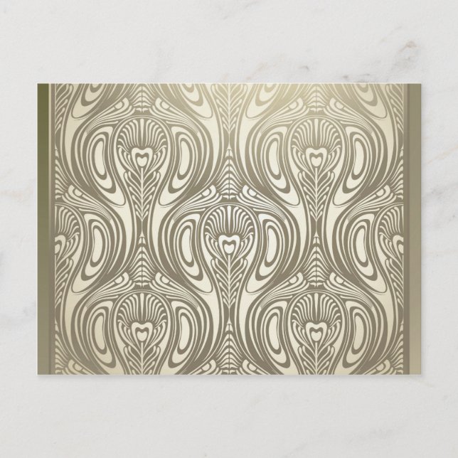 Cartão Postal Dourado,art nouveau,deco,branco,chic,elegante,boni (Frente)