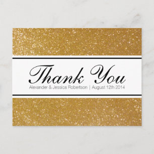 Cartão Postal Dourado brilhante obrigado de casamento elegante, 