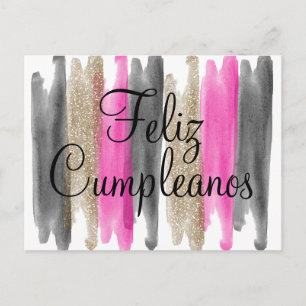 Cartão Postal Dourado brilhante, preto, Feliz Cumpleanos