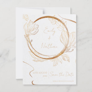 Cartão Postal Dourado Casamento De Script Floral De Leitura Salv