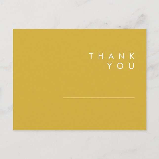 Cartão Postal Dourado Casamento Moderno Minimalista Obrigado Car (Frente)