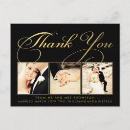 Cartão Postal Dourado Casamento Obrigado Escrever Foto Da Tipogr