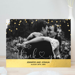 Cartão Postal Dourado confetti e Foil Weding Obrigado   FOTOS