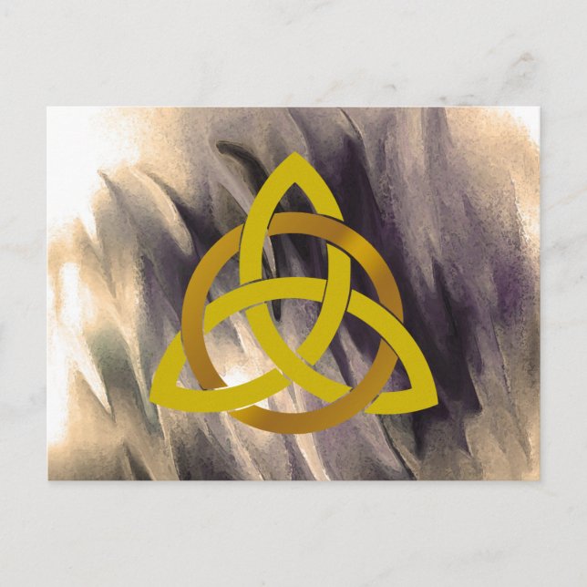 Cartão Postal Dourado Cream Trinity Knot Celular Watercolor (Frente)