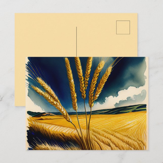 Cartão postal Dourado da Autumn Harvest Prairie (Frente/Verso)