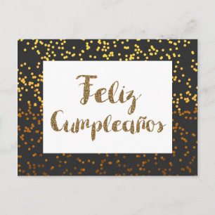 Cartão Postal Dourado Feliz Cumpleanos