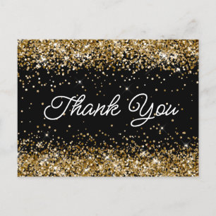 Cartão Postal Dourado Glitter Black aniversário de 21 anos Scrip