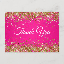 Cartão Postal Dourado Glitter Hot Pink aniversário de 21 anos, O