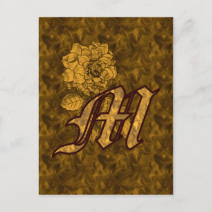 Cartão postal Dourado M Monograma Inicial