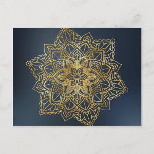 Cartão Postal Dourado Mandala