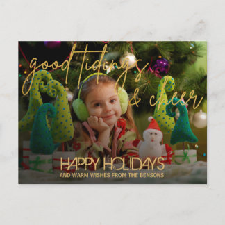 Cartão Postal Dourado Manuscrito Festivo Natal
