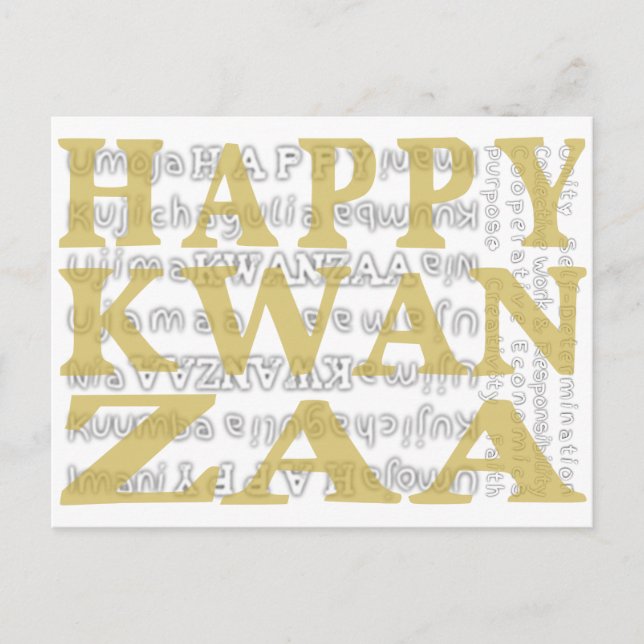 Cartão Postal Dourado Moderno Feliz Kwanzaa (Frente)