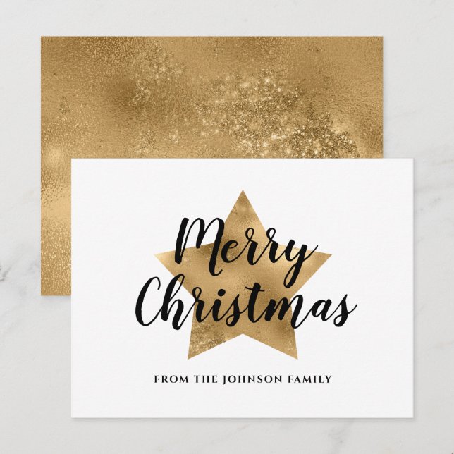 Cartão Postal Dourado Natal das estrelas modernas (Frente/Verso)