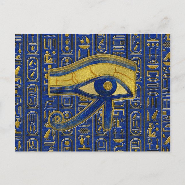 Cartão Postal Dourado Olho Egípcio de Horus - Wadjet Lapis Lazul (Frente)