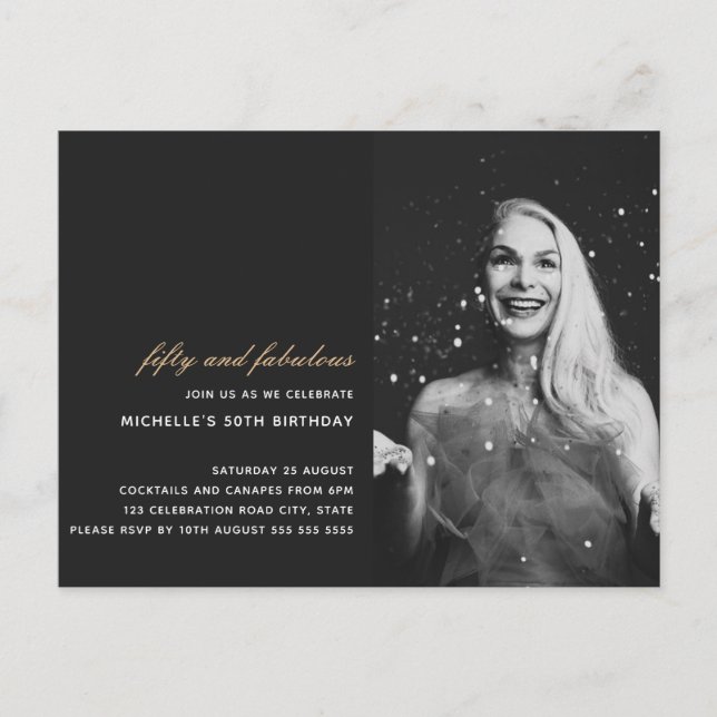 Cartão Postal Dourado preto 50 e Fabulosa Foto Deco de Arte 50 (Frente)