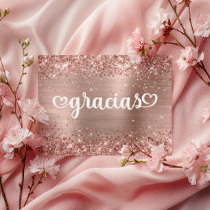 Cartão Postal Dourado Rosa Brilhante Corações Lindos Minhas Quin
