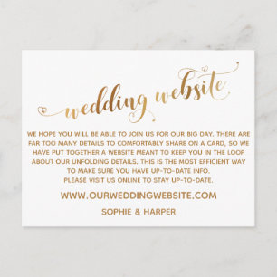 Cartão Postal Dourado Script de Corações no Site de Casamento Br