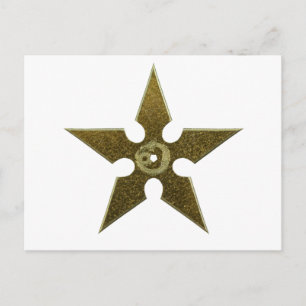 Cartão Postal Dourado Shuriken com Dragão Dourado