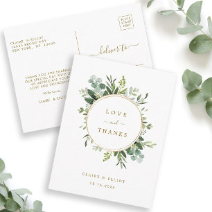 Cartão Postal Dourado Verde Botânico Obrigado