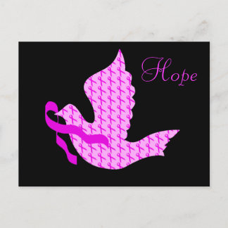 Cartão Postal Dove of Hope Pink Ribbon - Cancer da Mama