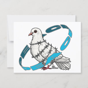 Cartão Postal Dove of peace in Barbed Wire Embrace