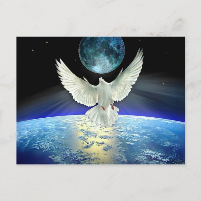 Cartão Postal Dove of Peace over Planet Earth (Frente)