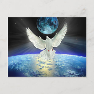 Cartão Postal Dove of Peace over Planet Earth Sunrise