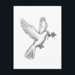 Cartão Postal Dove Olive Leaf Tattoo<br><div class="desc">Ilustração do estilo da tatuagem de uma pomba ou pombo voando com galho de oliveira.</div>