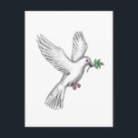 Cartão Postal Dove Olive Leaf Tattoo<br><div class="desc">Ilustração do estilo da tatuagem de uma pomba ou pombo voando com galho de oliveira.</div>