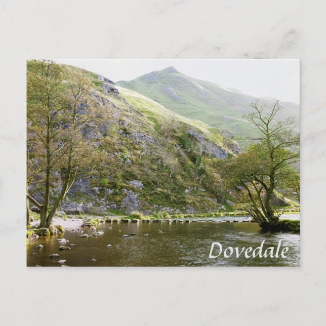 Cartão Postal Dovedale Derbyshire, fotografia do Peak District s (Frente)