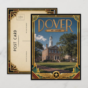 Cartão Postal Dover Delaware Arte Deco Vintage Idade Dourada