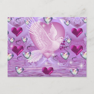 Cartão Postal Doves e Corações