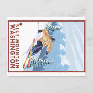 Cartão Postal Downhill Snow Skier - Blue Mountain, Washington