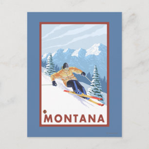 Cartão Postal Downhill Snow Skier - Montana