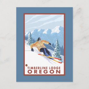 Cartão Postal Downhill Snow Skier - Timberline Lodge, Oregon