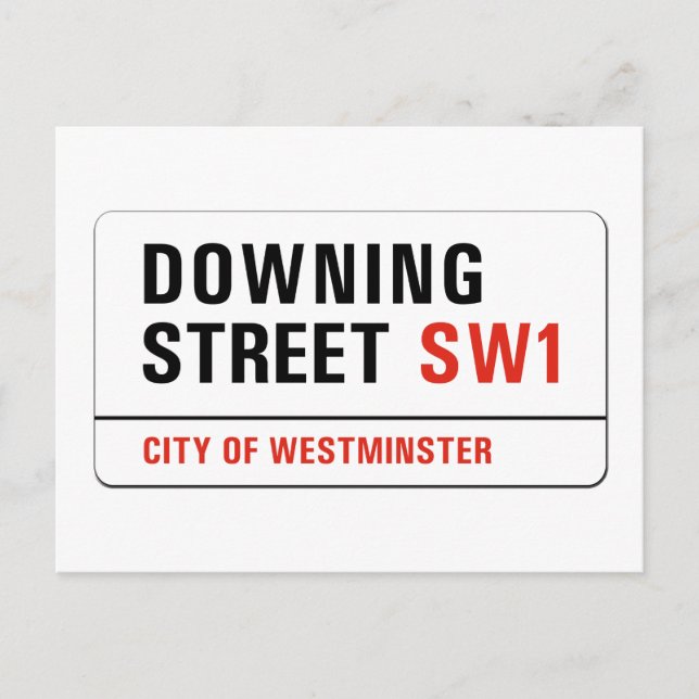 Cartão Postal Downing Street, London Street Sign (Frente)