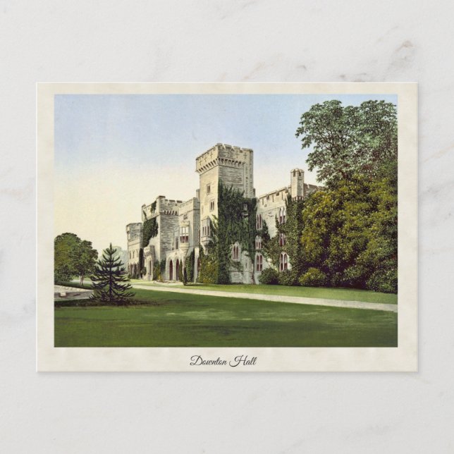 Cartão Postal Downton Hall Antigo Shropshire Inglaterra (Frente)