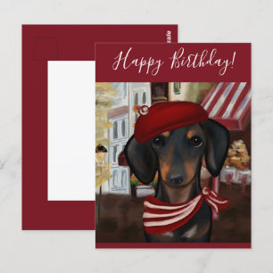 Cartão Postal Doxie Preto e Castanho