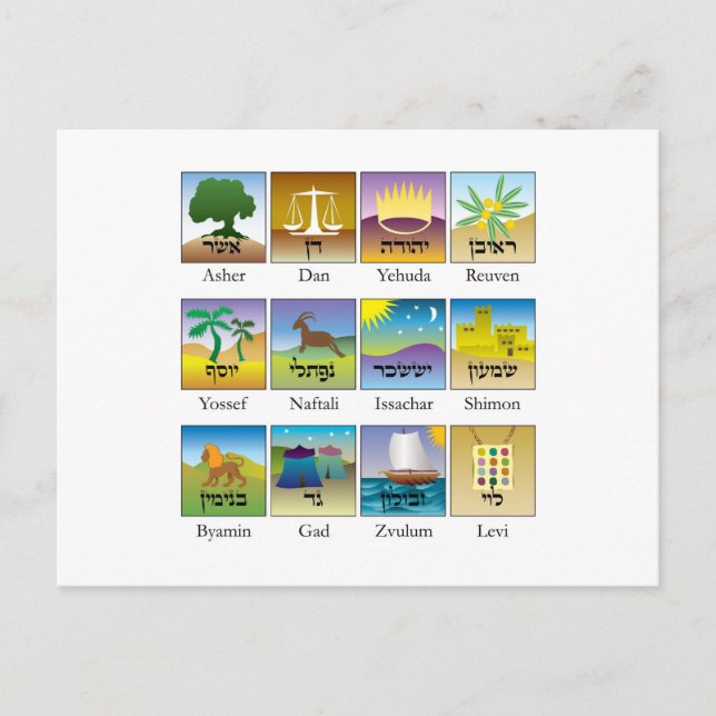Cartão Postal Doze tribos de Israel (Frente)