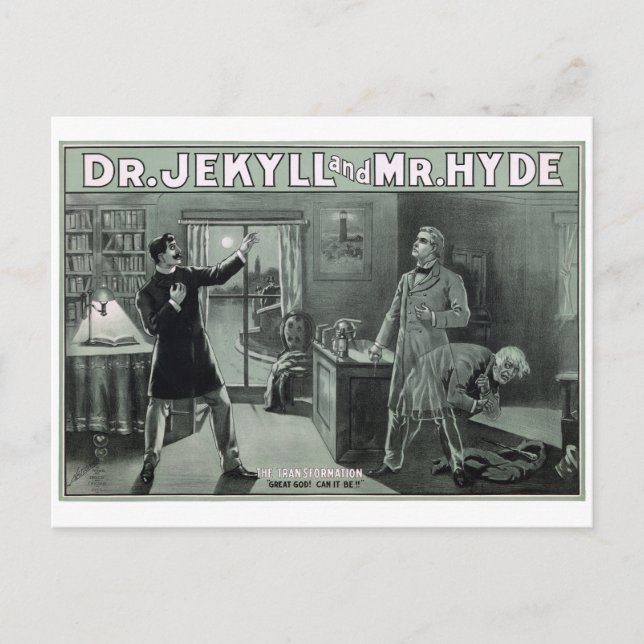 Cartão Postal Dr. Jekyll e Sr. Hyde Transformation Poster (Frente)