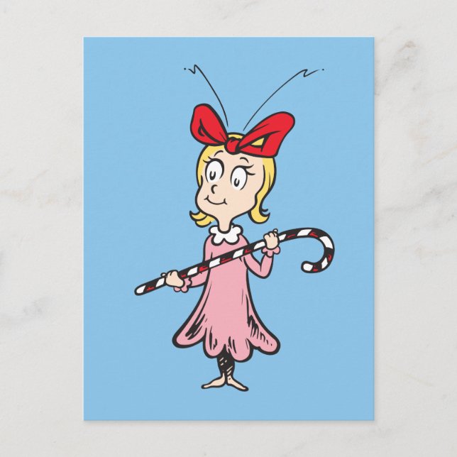 Cartão Postal Dr. Seuss | Cindy-Lou Who - Holding Candy Cane (Frente)