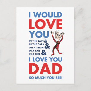 Cartão Postal Dr. Seuss Eu Amo Você Papai Tanto Como Você Vê