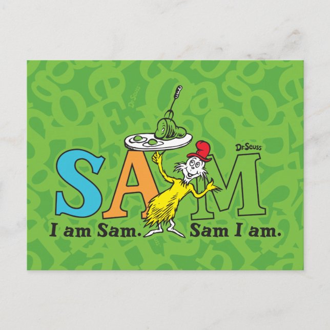 Cartão Postal Dr. Seuss | Eu sou Sam. Sam eu sou. (Frente)
